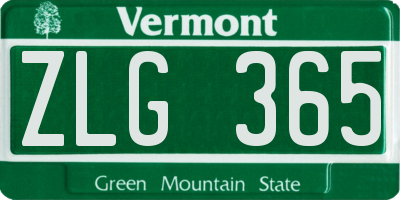 VT license plate ZLG365