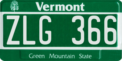 VT license plate ZLG366