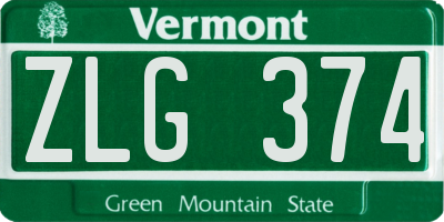 VT license plate ZLG374