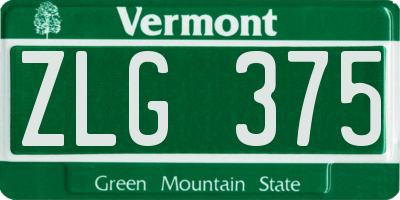 VT license plate ZLG375