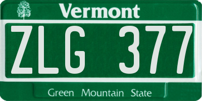 VT license plate ZLG377