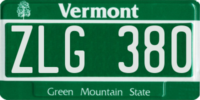 VT license plate ZLG380