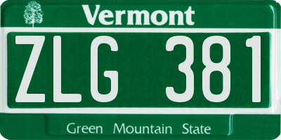 VT license plate ZLG381