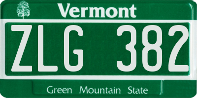 VT license plate ZLG382