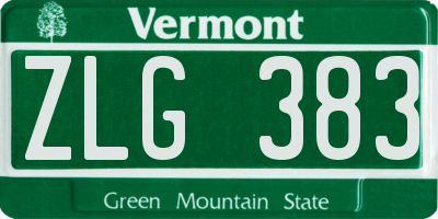 VT license plate ZLG383