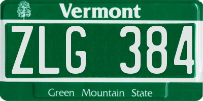 VT license plate ZLG384