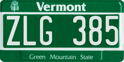 VT license plate ZLG385