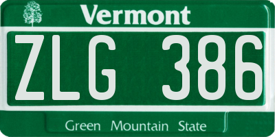 VT license plate ZLG386