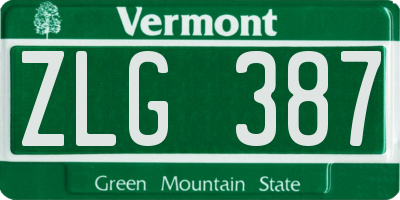 VT license plate ZLG387
