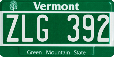 VT license plate ZLG392