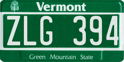 VT license plate ZLG394