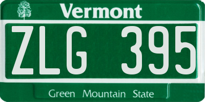 VT license plate ZLG395