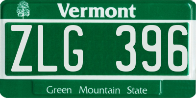 VT license plate ZLG396