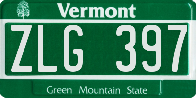 VT license plate ZLG397