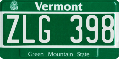 VT license plate ZLG398