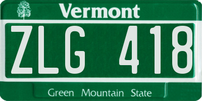 VT license plate ZLG418