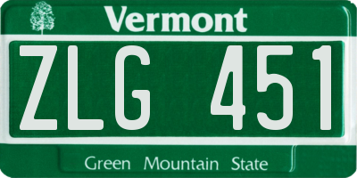 VT license plate ZLG451