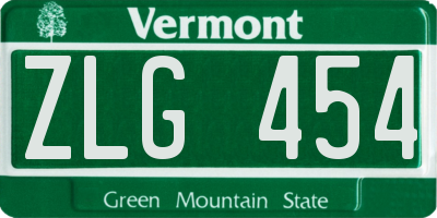 VT license plate ZLG454