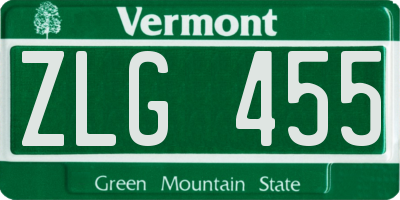 VT license plate ZLG455