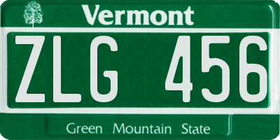 VT license plate ZLG456