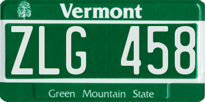 VT license plate ZLG458