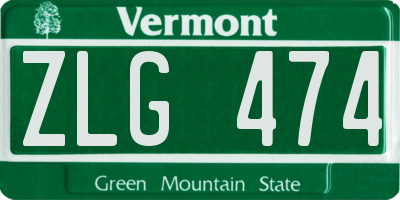 VT license plate ZLG474