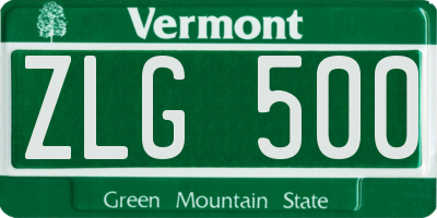 VT license plate ZLG500