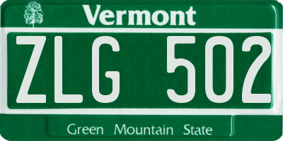 VT license plate ZLG502