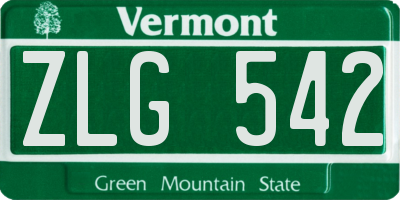 VT license plate ZLG542