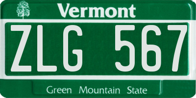 VT license plate ZLG567