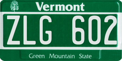 VT license plate ZLG602