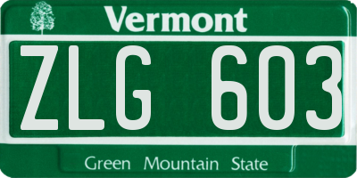 VT license plate ZLG603