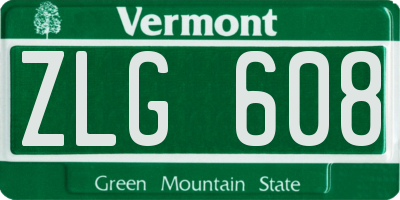 VT license plate ZLG608