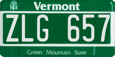 VT license plate ZLG657