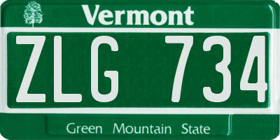 VT license plate ZLG734