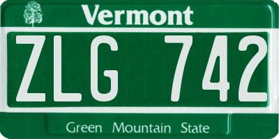 VT license plate ZLG742