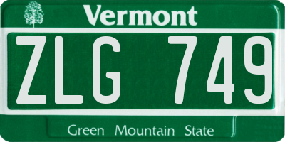 VT license plate ZLG749