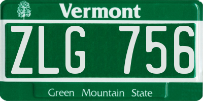 VT license plate ZLG756