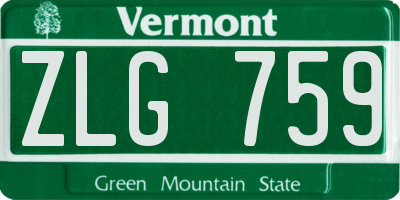 VT license plate ZLG759