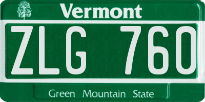 VT license plate ZLG760