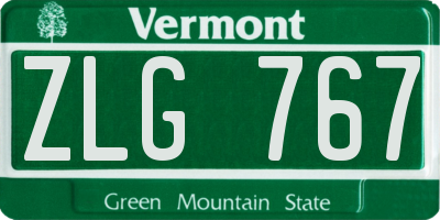 VT license plate ZLG767