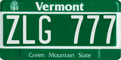 VT license plate ZLG777