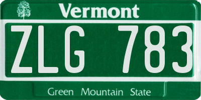 VT license plate ZLG783