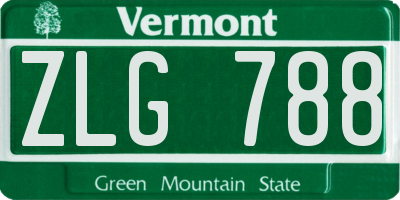 VT license plate ZLG788