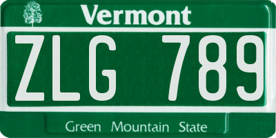 VT license plate ZLG789