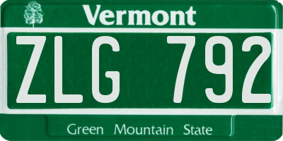 VT license plate ZLG792