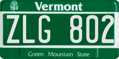 VT license plate ZLG802