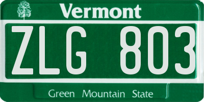 VT license plate ZLG803