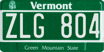 VT license plate ZLG804