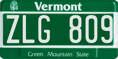 VT license plate ZLG809